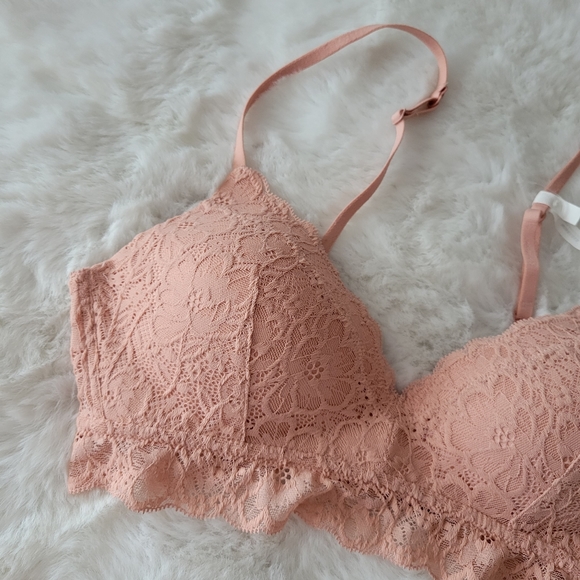 🌺AERIE REAL HAPPY WIRELESS LIGHTLY LINED LACE BRA SIZE 36B - Picture 7 of 10